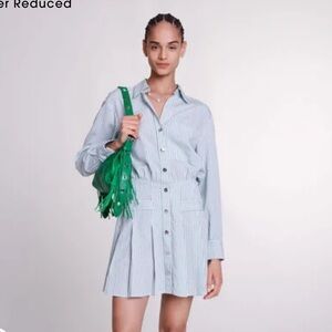 Maje Striped Cotton Shirt Dress